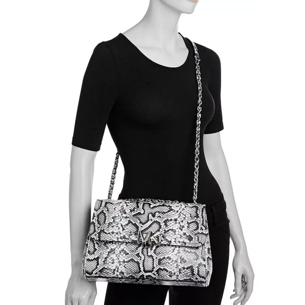 Michael Kors $558 Embossed Leather Snake Xl Crossbody Bag Nwt